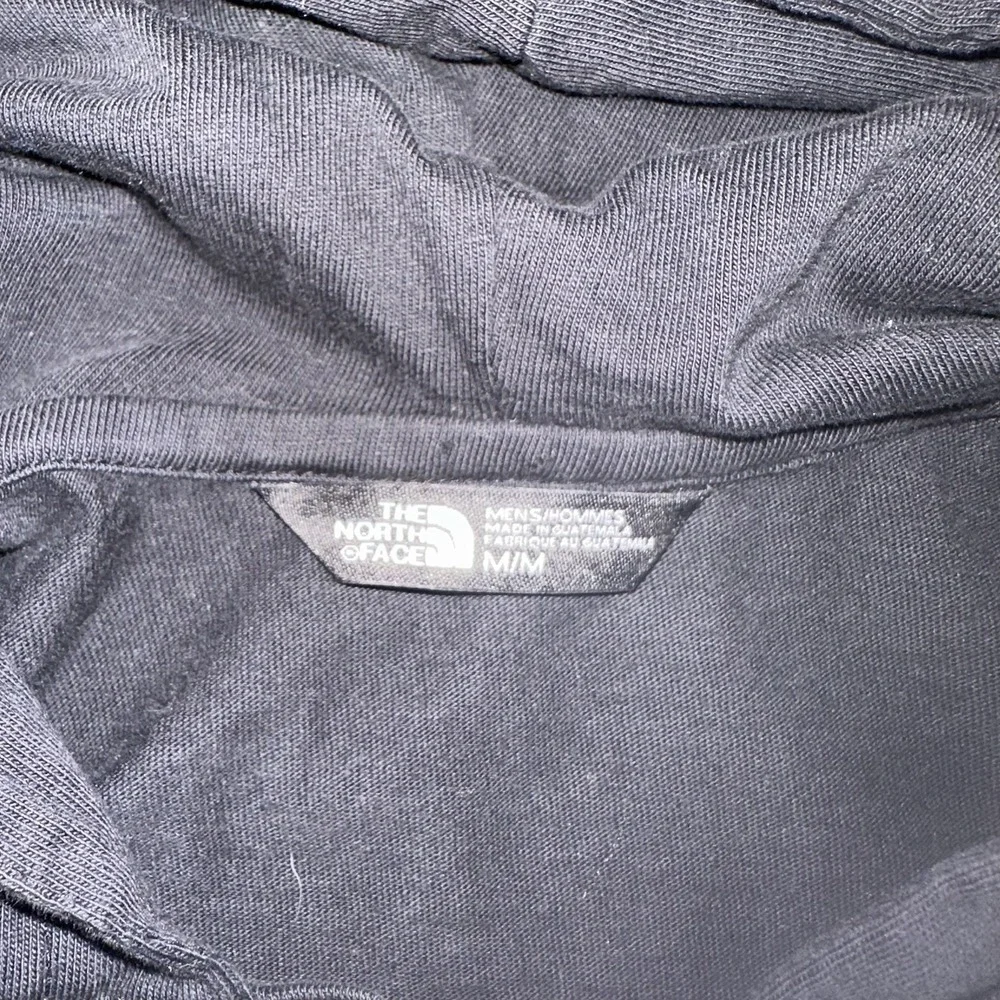 North Face Hoodie Men's M Long Sleeve Black Cotton Hooded Pullover 1/4 Snap FLAW